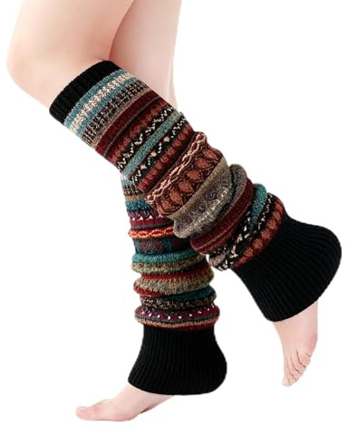 1 Pair Women's Leg Warmers, Bohemian Style Knitted Boot Cuffs, Soft and Cosy Ankle Warmers for Yoga, Outdoor Activities and Fashion, Leg Warmer Boot Topper Socks Leg Cuffs Leg Warmers Gift for Girls