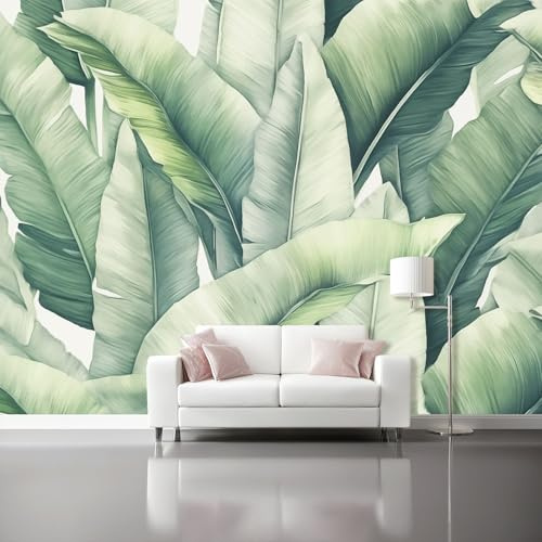 Carta Da Parati Effetto 3D 250 X 175 Cm Piante Tropicalifotomurali In Tnt Murale Alla Moda Decorazione Da Muro Xxl Verde Foglie Di Banano Foglie Larghe Per Salotto Camera Da Letto Ufficio