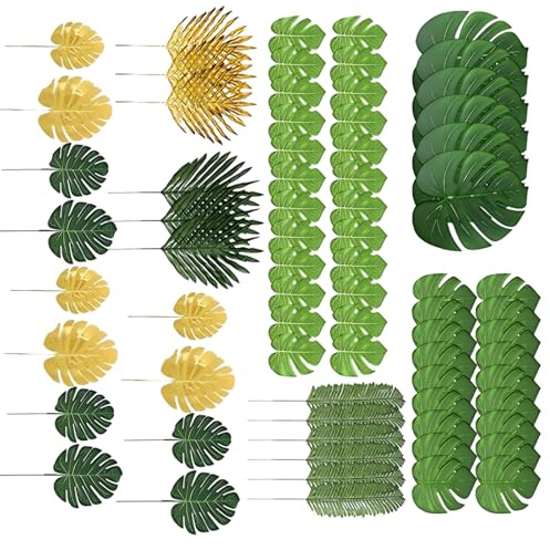 72 jarrones artificiales grandes de hojas de Monstera para decoración del hogar, fiesta, boda, centros de mesa, decoración de hojas de Monstera