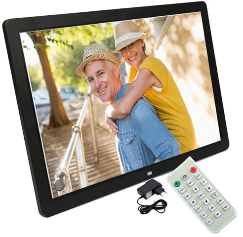 VHVYWY Digital Photo Frame, Marco de Fotos Digital 20 Pulgadas, Pantalla IPS de 1440 x 900 cm, Rotación Automática, Fácil Configuración para Compartir Fotos y Vídeos Black