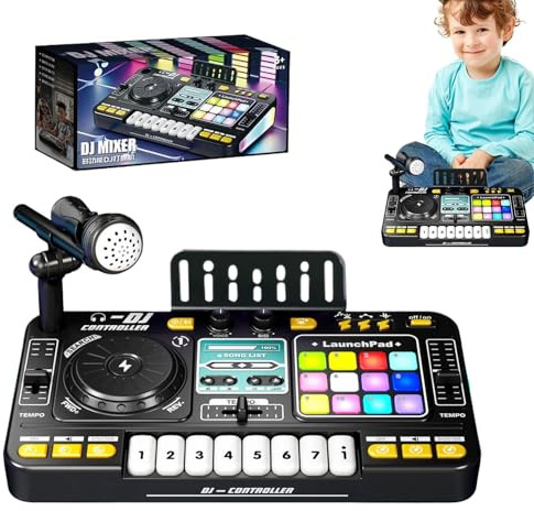 Pianoforte Giocattolo Mixer DJ - Mixer Tastiera Musicale Elettrica, Set Pianoforte Educativo Portatile, Stazione Musicale Ricaricabile USB | Per Esercitazioni Musicali, Compleanni, Giochi Domestici, F