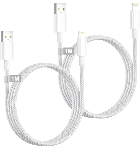 iPhone Ladekabel, Lightning Kabel 1M 2Pack[Apple MFi Zertifiziert], Ladekabel iPhone Schnellladekabel Nylon iPhone Kabel USB Lightning Kabel für iPhone 14 13 12 11 Pro Max/Mini/XS/8/7/6/5/SE,iPad