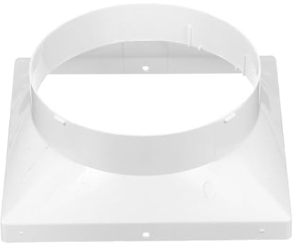 PATIKIL 180mm to 150mm Duct Connector Flange, Plastic Square to Round Straight Ceiling Diffuser Adapter for Air Heating Cooling Ventilation System HVAC Exhaust Fan Dryer Vent, White