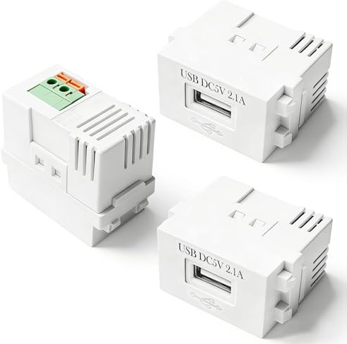 USB Unterputz Netzteil 5V 2.1A, 3er-Set, Stromversorgungsmodul für Smartphones, Tablets und USB-Geräte, Schnellladung, Kompaktes Plug & Play Design, Robust, Überspannungs- und Kurzschlussschutz
