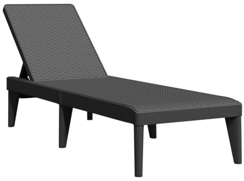 mtlskopl Sonnenliege verstellbar, Gartenliege in moderner Rattan-Optik, Gartenliegestuhl aus pflegeleichtem Kunststoff, 186 x 60 x 29 cm, Anthrazit