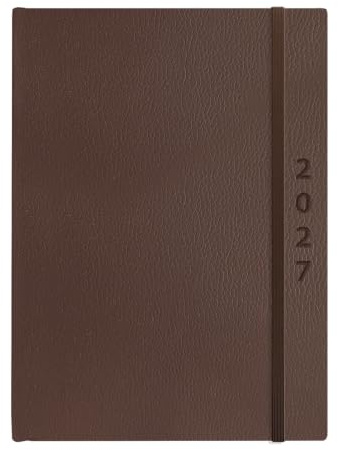 Chef-Timer Leder braun - Buchkalender 2027 - Korsch-Verlag - Eine Seite pro Tag - Terminplaner - 14,5 cm x 20,5 cm
