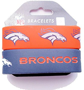 NFL Denver Broncos Silicone Rubber Bracelet, 2-Pack