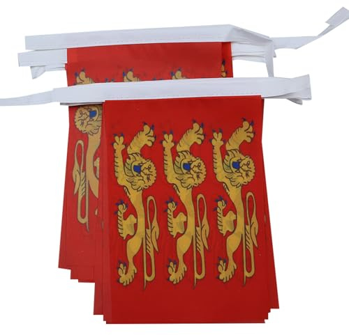 AZ FLAG Guirlande Haute-Normandie 6 m 20 drapeaux Polyester Léger 21x15 cm | Usage intérieur et extérieur Guirlande de drapeaux bas-normand drapeaux cousus sur un ruban renforcé
