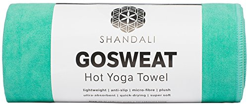 Shandali Hot Yoga GoSweat Mikrofaser-Handtuch aus super saugfähigem Premium-Wildleder für Bikram, Pilates, Fitnessstudio und Outdoor-Sportarten, Blaugrün, 40,6 x 67,3 cm.