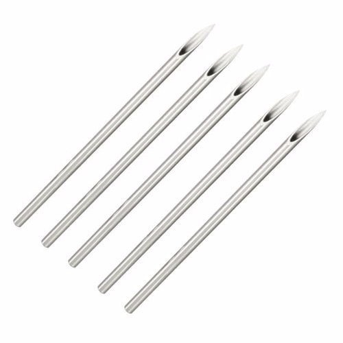 Beauty7-5 Stück Sterile Keimfrei Einmalige Piercing Nadel Piercingkanüle mit Medizinischem 316L Edelstahl für Nabel Nase Ohr Mund(6G,4,0mm)