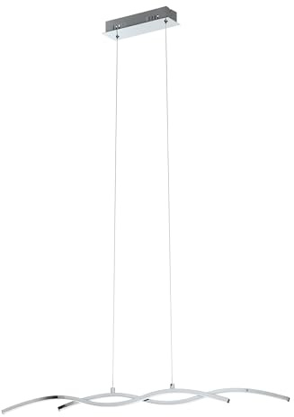 EGLO LED Pendellampe Lasana 2, 2 flammige Pendelleuchte | Hängeleuchte aus Alu, Stahl, Kunststoff, Farbe: Chrom, weiß, L: 87 cm