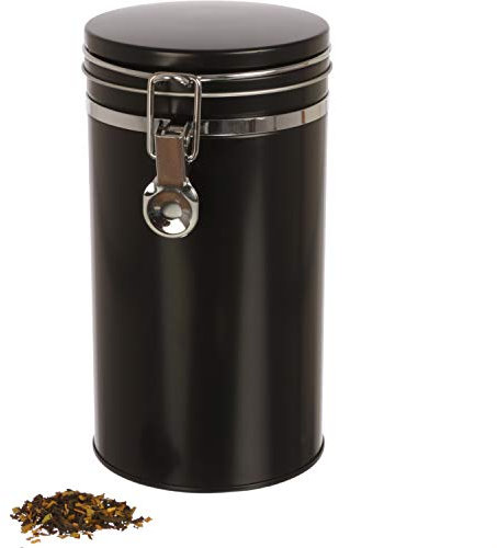 Rimoco 3er Pack Kaffee Vorratsdose schwarz mit Bügel-Verschluss und Deckel mit Gummidichtring | Höhe: 20 cm, Ø 10,4 cm | Dosen Material: Weißblech | BPA-frei und lebensmittelecht