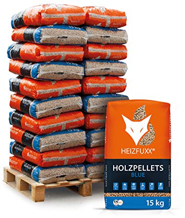 HEIZFUXX Holzpellets Blue 6mm 15kg x 20 Sack 300kg 1 Palette Pellets Weichholzpellets Heizpellets Für Pelletofen Kaminpellets Ofenpellets Brennholz Pellet Säcke Sackware En Plus A1 Paligo