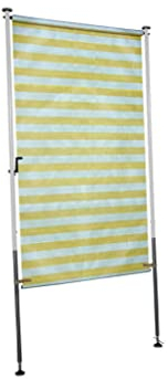 Angerer Balkonsichtschutz, Senkrechtmarkise mit Handkurbel, Terrasse/Balkon, Montage ohne Bohren, Made in Germany, Kunststoff, UV-beständig, höhenverstellbar, wasserabweisend, 120 cm Gelb-Weiß