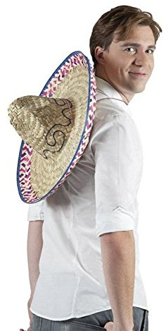 Sombrero Hut mit rotem Band | Einheitsgröße Erwachsene | für Mexikaner Kostüm