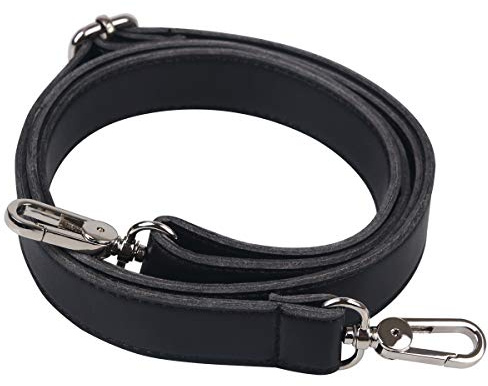 BOMKEE Correa de Cuero para el Hombro Reemplazo Universal de 61 Pulgadas Ajustable para el Bolso Bandolera maletín Bolso Mensajero Monedero Cartera Bolso Bandolera Correas (Negro)