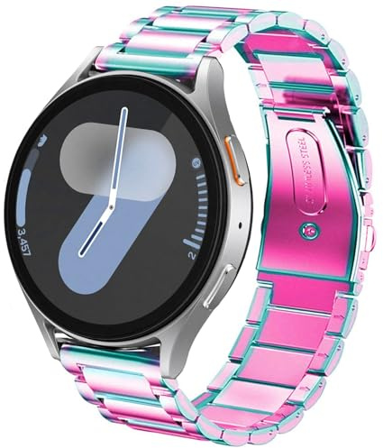 DEALELE Armband Kompatibel mit Samsung Galaxy Watch 7 / FE / 6/6 Classic / 5/5 Pro / 4/4 Classic / 3 41mm / Huawei GT3 42mm, 20mm Edelstahl Metall Ersatz Armbänd für Herren Damen