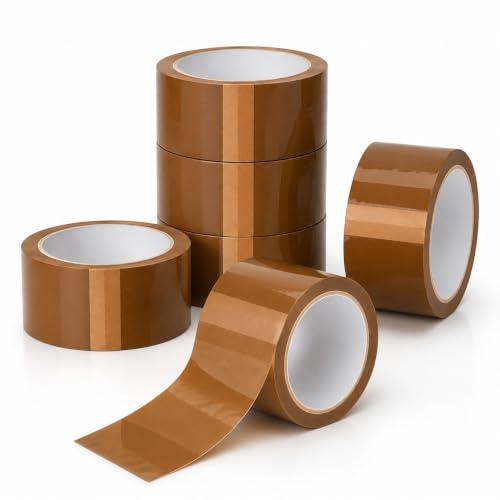 1ABOVE | 6 Rollen braunes Klebeband zum Verpacken 48 mm x 66 m | kein Lärm | Premium-Qualität | strapazierfähig | Deal für Umzüge | Karton Klebeband