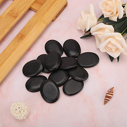 Lazimin Juego de Masaje con Piedras Calientes, 12 Piezas SPA Energy Massage Basalt Stone Piedras de basalto Naturales para SPA, Herramienta para el Cuidado de la Salud de Masaje de pies