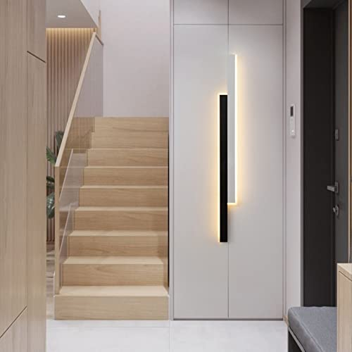 Weiß Lang Streifen Wandleuchte Innen LED Up Down Wandlampe Dimmbar Lichtleiste Wandbeleuchtung Schwarz Moderne Aluminium Wandlicht Wandstrahler Schlafzimmer Wohnzimmer Flur Treppen Beleuchtung,60cm