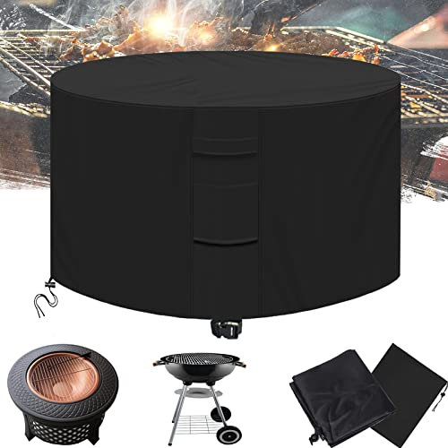Copertura Barbecue Impermeabile Telo Protettivo per BBQ Grill Rotondo Copertura per Braciere con Sfiato 600D Oxford Coperchio Della Griglia Copri Antivento Anti-Uv-Black||102x45cm(40 Øx18H)
