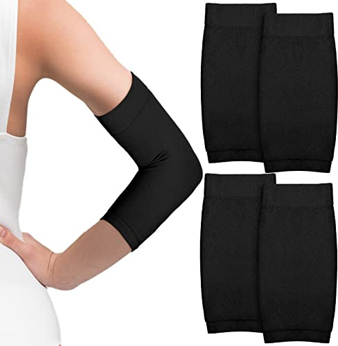 Vicenpal 2 Pairs Tattoo Cover up Sleeve Forearm Arm Sleeves for Women Men Compression Tattoo Upper Arm Cover(Black)