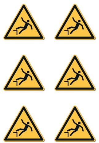 Warnung vor Absturzgefahr: W008 - DIN EN ISO 7010 / ASR A1.3 - Aufkleber: 5 cm, 6 Stück