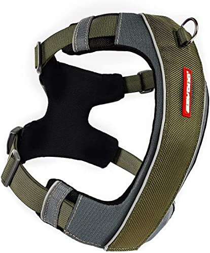 EzyDog No-Pull Hundegeschirr für Mittelgroße und Große Hunde, X- Link Anti Zug Geschirr Hund Verstellbar, Reflektierendes, Größenverstellbar, Brustgeschirr Gepolstert (L, Braun)