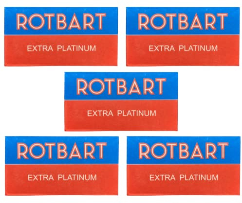Rotbart Extra Platinum - Double Edge Rasierklingen für Rasierhobel | Klingen für die klassische Nassrasur (5 x 5 Stück)