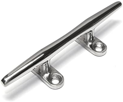 PRIOstahl Klampe Bootsklampe Belegklampe Festmacherklampe Seil - 200mm x 1 Stück Rund mit 4-Loch Edelstahlklampe Festmacher Bootsbeschläge zur Befestigung Tauwerk Fender Boot aus Edelstahl V4A