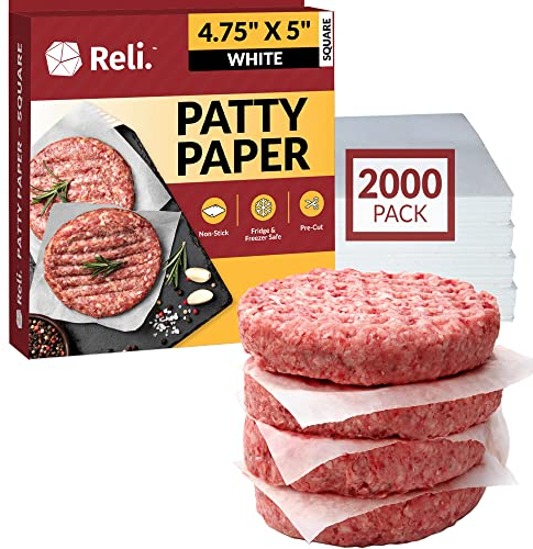 Reli. Food Grade Hamburger Patty Paper 2000 Sheet Square Non-Stick