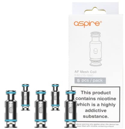 Résistances Aspire AF Coil 0.6 Ohm (5 PCS) Pièces de rechange pour cigarette électronique - Accessoires compatibles avec Kit Flexus (Q - Stik - Blok - Fit - AIO - Peak - Pro - SE), Riil X, Boxxer, AF