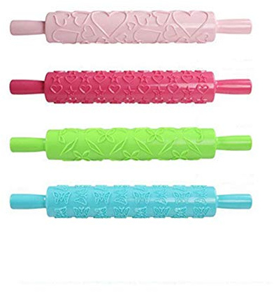 Geprägtes Nudelholz, Fondant Kuchendekoration Werkzeug, Strukturierter Kunststoff, Antihaft-Designs, Gemustert, Sortierte Farben