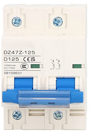 Disjoncteur Miniature DC 2P 1000V 125A Montage Sur Rail DIN Commutateur D'air de Protection Contre les Surcharges pour les Lignes de Distribution D'éclairage Résidentiel Système Solaire PV(Bleu)