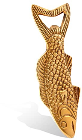 NKlaus Apribottiglie design pesce in ottone antico 14,5x5cm Apribottiglie accessori bar 11564