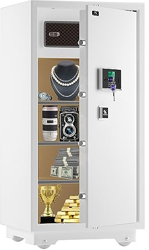【US STOCK】TIGERKING 11.5 Cubic Feet Extra Large Heavy Duty Safe Box, Home Safe with Double Safety Key Lock and Separate Lock Box, Digital safe with 3 Removable Shelf for Home Hotel Office,180lbs
