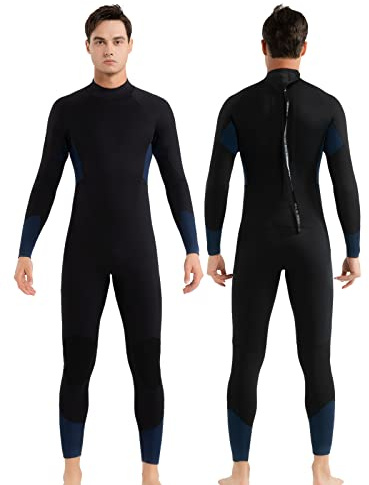 REALON Mens Womens Wetsuit 5/4mm Neoprene Scuba Diving Long Sleeve Back Zipper Thermal Wet Suits Cold Water Keep Warm
