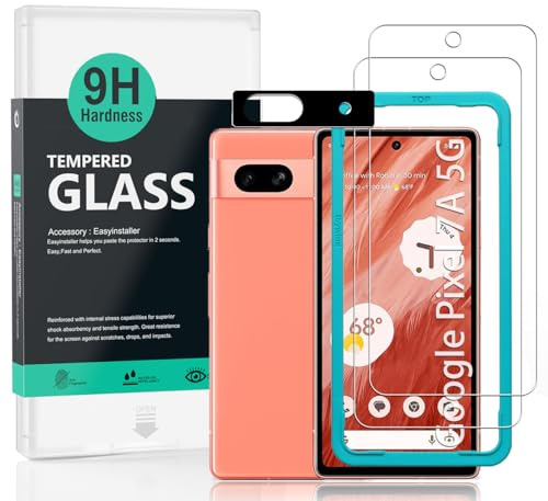 Ibywind schutzfolie kompatibel mit Google Pixel 7a 5G(6.1 Zoll), mit 2 Stück gehärtetem Glas-9H Härte, 1 Stück Metall Kamera Schutzfolie