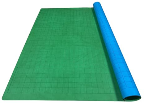 Chessex DnD Battle Mat | Rpg Mat Dry Erase Battle Grid - Grid Battle Maps | Double Sided DnD Map Grid with One Inch Squares | Blue and Green Neoprene D Mat 48 Inch x 34.5 Inch + Blue Dice Set