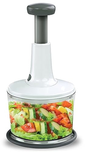 Vivo Technologies Hand Press Food Chopper Manual Food Chopper Processor Express Hand Held Chopper Portable Blender Large 8.5-Cup Chop & Cut Fruits Vegetables Herbs Onions