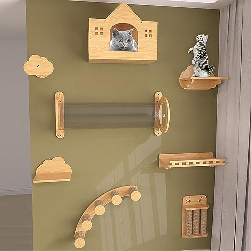 Kletterwand Katzen, Katzenkletterwand, Katzen Kletterwand, Kratzbaum Wand, Massives Kiefernholz, Platzsparend, Geschenk für Katze (Size : B4)