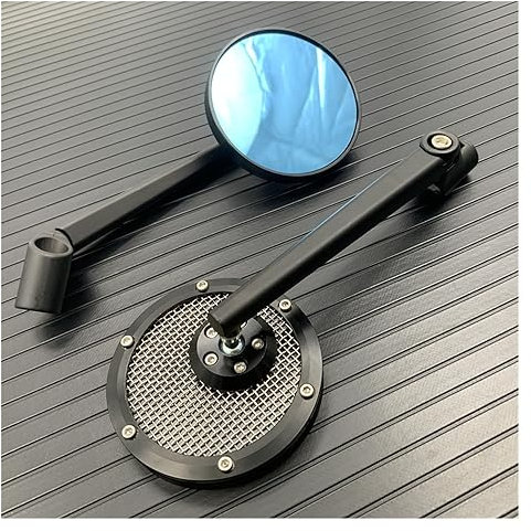 IITA Motorrad Spiegel Rückspiegel Schwarz Aluminium Für Cafe Für Racer Motorrad Rückspiegel Kleinen Runden Spiegel Für CB400 Für CB1300 Spiegel Für Motorrad