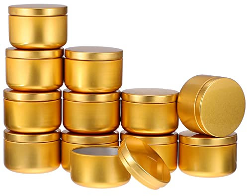 Ciieeo 12pcs Round Metal Candle Tins Containers for Candle Making Travel Storage and Crafts for Projects and Party Favors