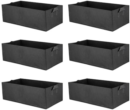 SUPVOX 6Pcs Non-Woven Fabric Planting Bags: Square Grow Bags for Outdoor Garden Planters Vegetable Flower Nursery Container Black