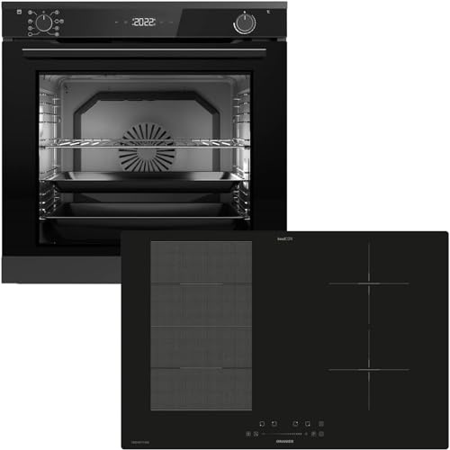 Oranier Pyrolyse Backofen Set EBP620 Einbau autark - 9 Funktionen - 80 cm Flexx-Induktion KXI480 - Kochfeld mit Slider-Steuerung & Brückenfunktion