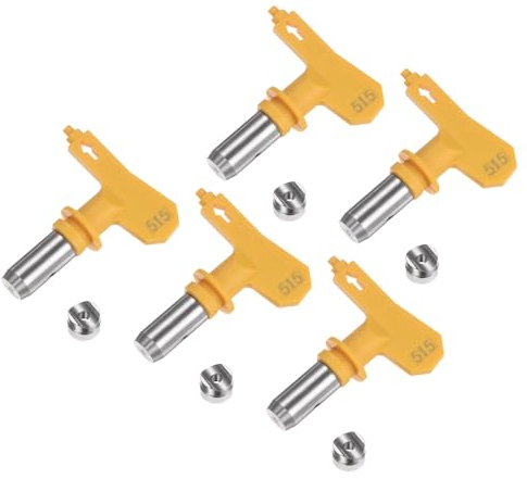 sourcing map 5 Stück umkehrbare Spritzdüsen für Airless-Spritzgerät 515 Farbspritzdüsen Spritzgerät Teile für Haus, Garten, Gebäude, Zäune, Gelb