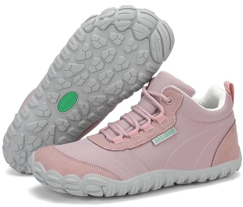 SAGUARO Chaussures Minimaliste Barefoot Homme Barefoot Shoes Femme Chaussures Pieds Nus Respirant Chaussures de Trail Antidérapantes Chaussures de Randonnée pour Semelle Zero Drop Rose,EU GR.36