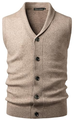 Harbrosrce Chalecos de Punto para Hombre Jerséis sin Mangas Cárdigan con Botones
