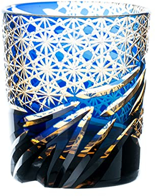 sjdoPulse Verres À Whisky Japonais en Verre Sculpté À La Main, Verres À L'Ancienne, Ensemble De 2 Verres À Whisky en Cristal Façonné (Type4)