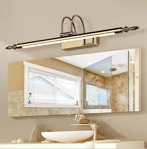 SSNCcNC LED Amerikanischen Spiegelleuchte 12W Retro Badleuchte Spiegellampe Badlampe Warmes Weißes Licht 3000K Wasserdicht Wandleuchte Bilderleuchte Make Up Spiegel Licht L:66CM